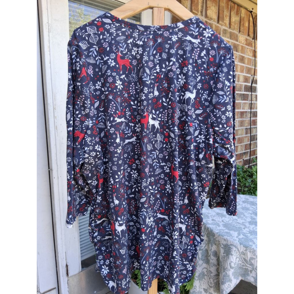 NWT 🔥 Lane Bryant V-neck 3/4 Sleeve Side Ruched Tee in Garden Animal Sz 26/28 - Picture 7 of 10